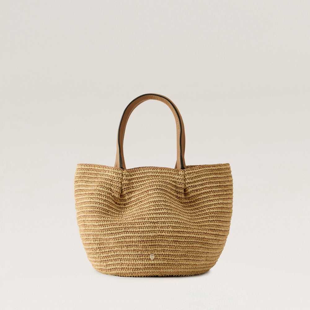 Lalith Raffia Stripe Basket Tote Bag - Natural/Nougat | Helen