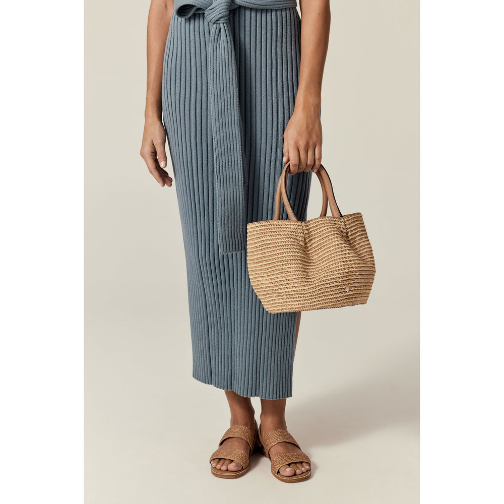 Lalith Raffia Stripe Basket Tote Bag - Natural/Nougat | Helen