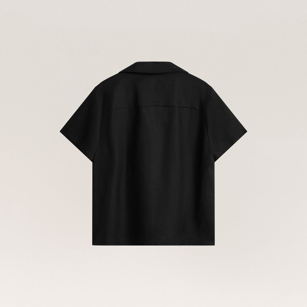 Premium Linen Short Sleeve Shirt - Black | Clothing | Helen
