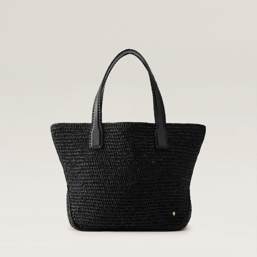 Liyoni Raffia Crochet Tote - Charcoal/Black - Large Bag | Helen