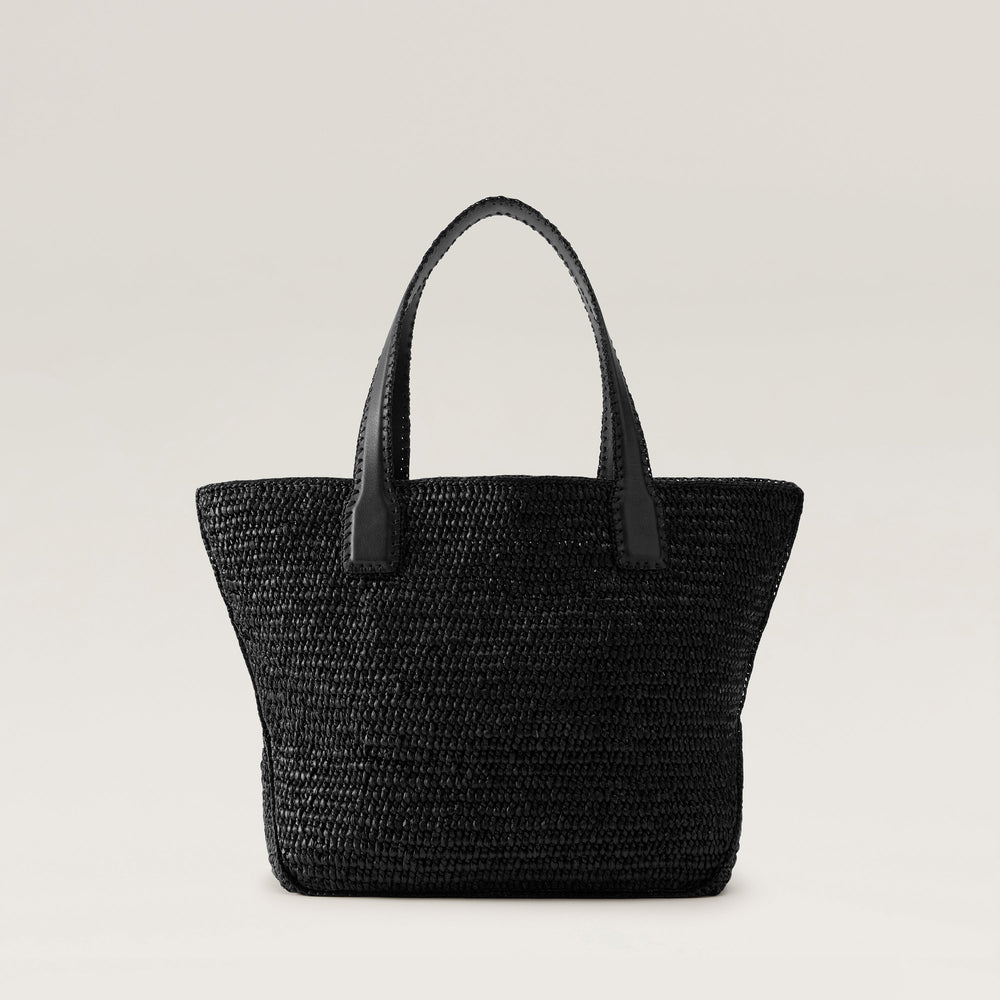 Liyoni Raffia Crochet Tote - Charcoal/Black - Large Bag | Helen