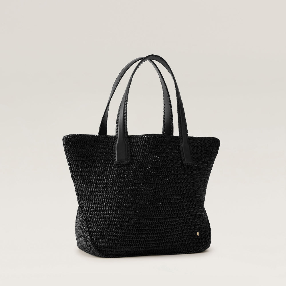 Liyoni Raffia Crochet Tote - Charcoal/Black - Large Bag | Helen