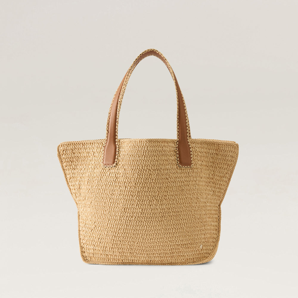 Liyoni Raffia Crochet Tote - Natural/Cotto - Large Bag | Helen