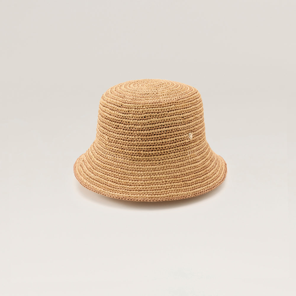 Nala Fine Stripe Crochet Bucket Hat - Natural/Nougat | Helen