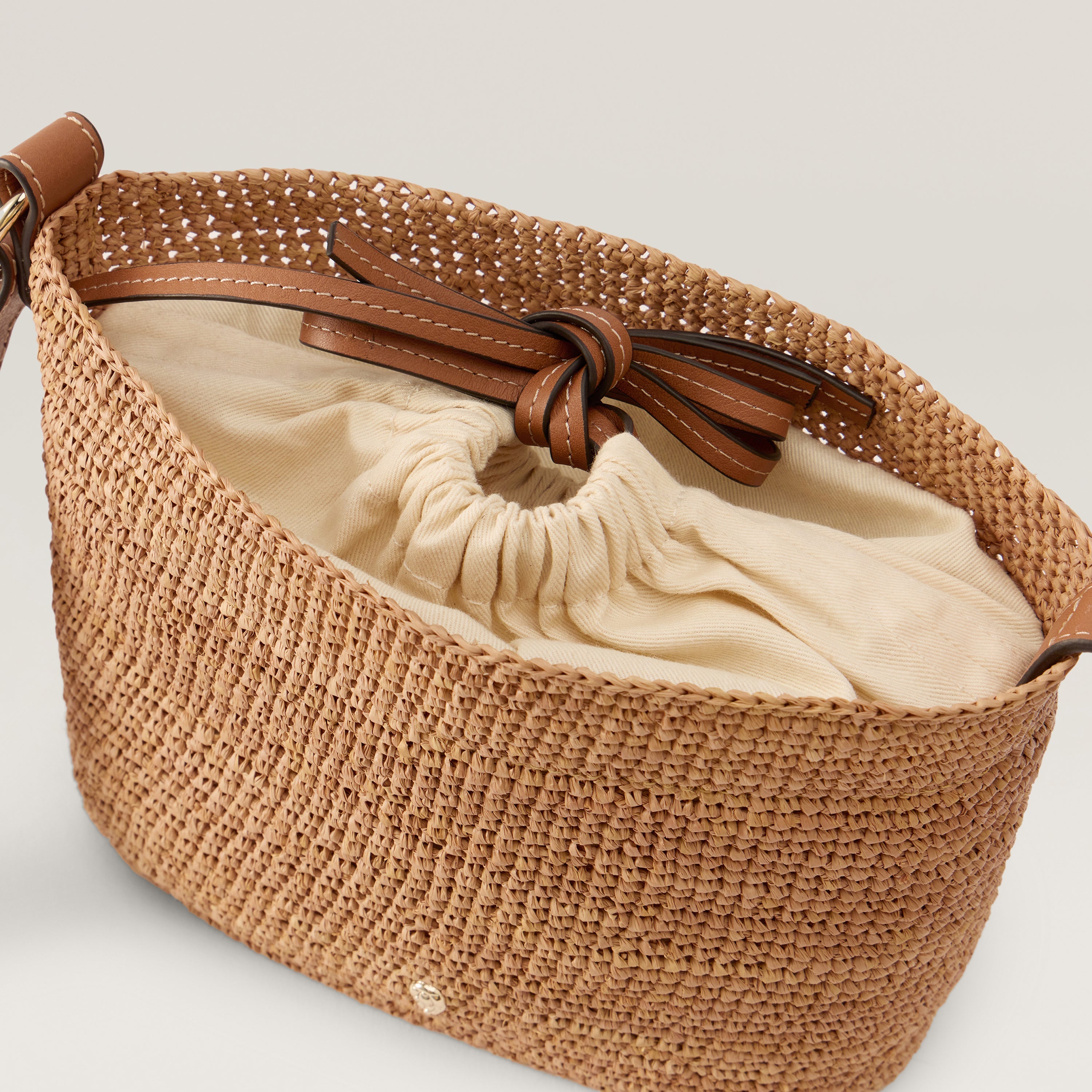 Nalin Raffia Crochet Crossbody Bag - Nougat | Helen Kaminski US