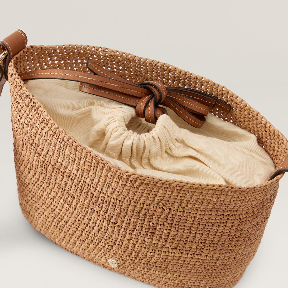 Nalin Raffia Crochet Crossbody Bag - Nougat | Helen Kaminski US