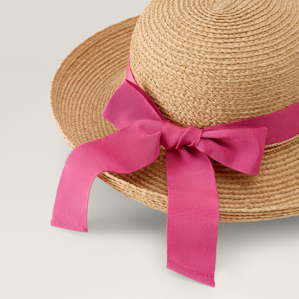 Newport Raffia Braid Hat - Natural/Bright Pink | Helen Kaminski US