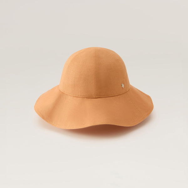 Nikini Linen Hat - Salmon - Pink Round Crown Hat | Helen Kaminski US