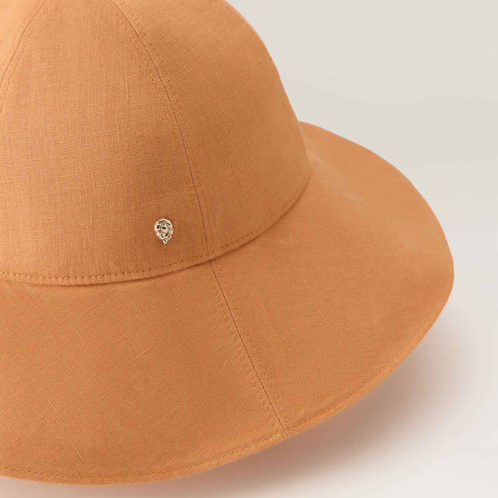 Nikini Linen Hat - Salmon - Pink Round Crown Hat | Helen Kaminski US
