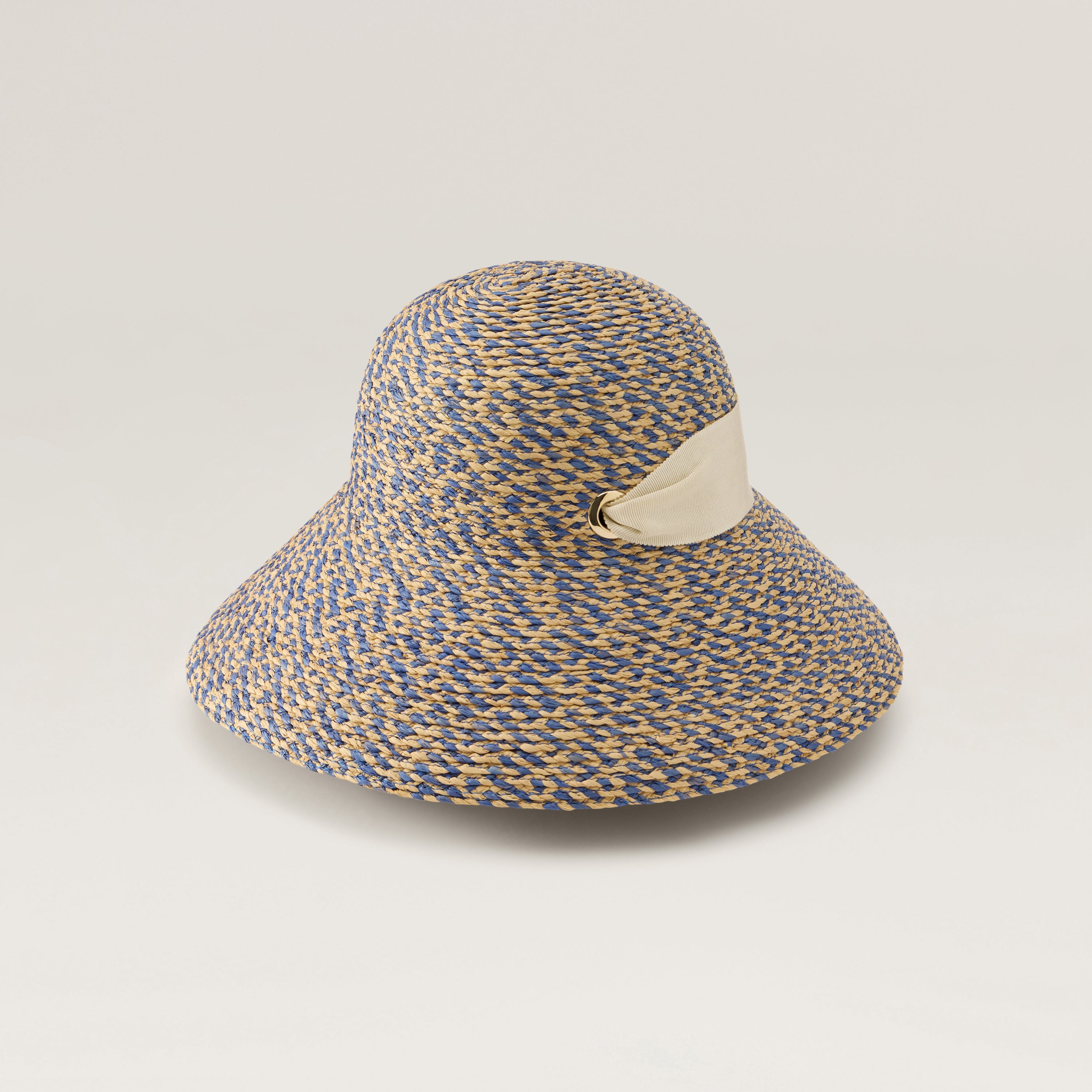 Pip Raffia Braid Sun Hat - Lapis Melange/Cream - Wide Brim 