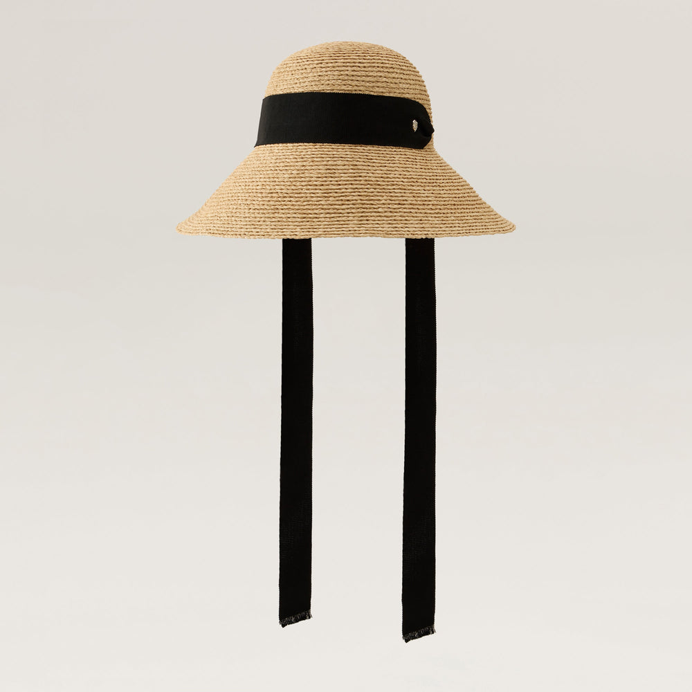 Hellen Kaminski natural raffia braid wide brim sun hat new Pip Raffia Braid Sun Hat - Natural/Black - Wide Brim | Helen  main image 2