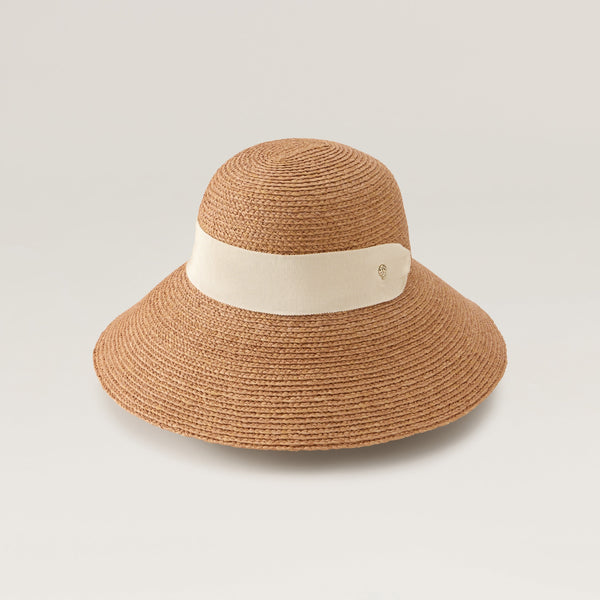 Pip Raffia Braid Sun Hat - Nougat/Cream - Wide Brim | Helen