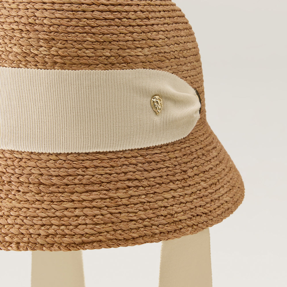 Pippette Raffia Braid Cloche Hat - Nougat/Cream | Helen Kaminski US