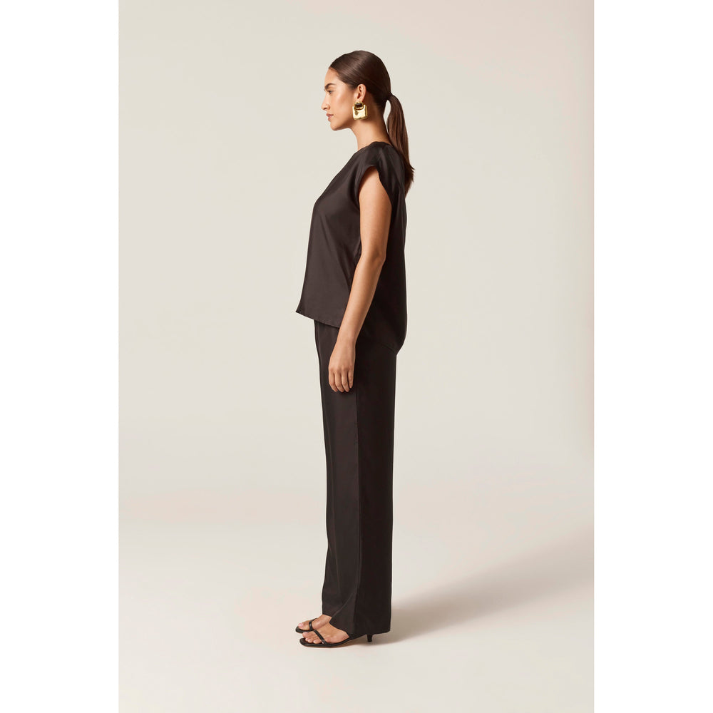 Silk Twill Drawstring Pants - Black | Clothing | Helen Kaminski US
