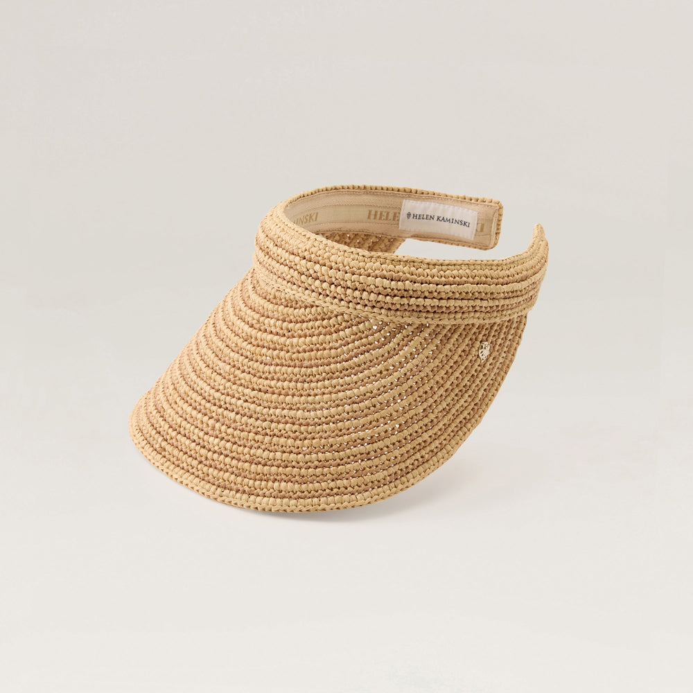 Sunlee Raffia Visor Hat - Natural/Nougat | Helen Kaminski US