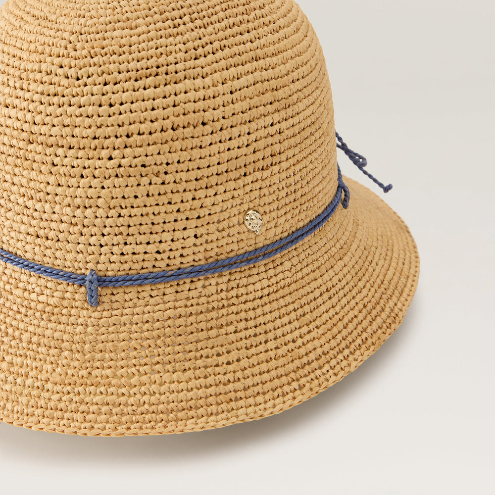 Villa 6 Raffia Crochet Cloche Hat - Natural/Lapis | Helen Kaminski US