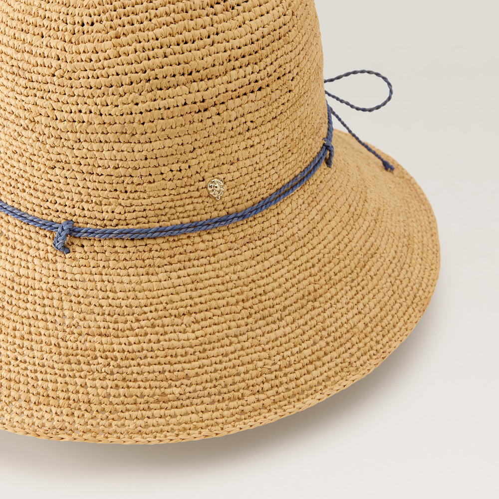 Villa 9 Raffia Crochet Cloche Hat - Natural/Lapis | Helen Kaminski US