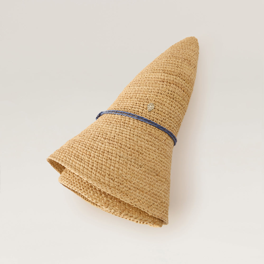 Villa 9 Raffia Crochet Cloche Hat - Natural/Lapis | Helen Kaminski US