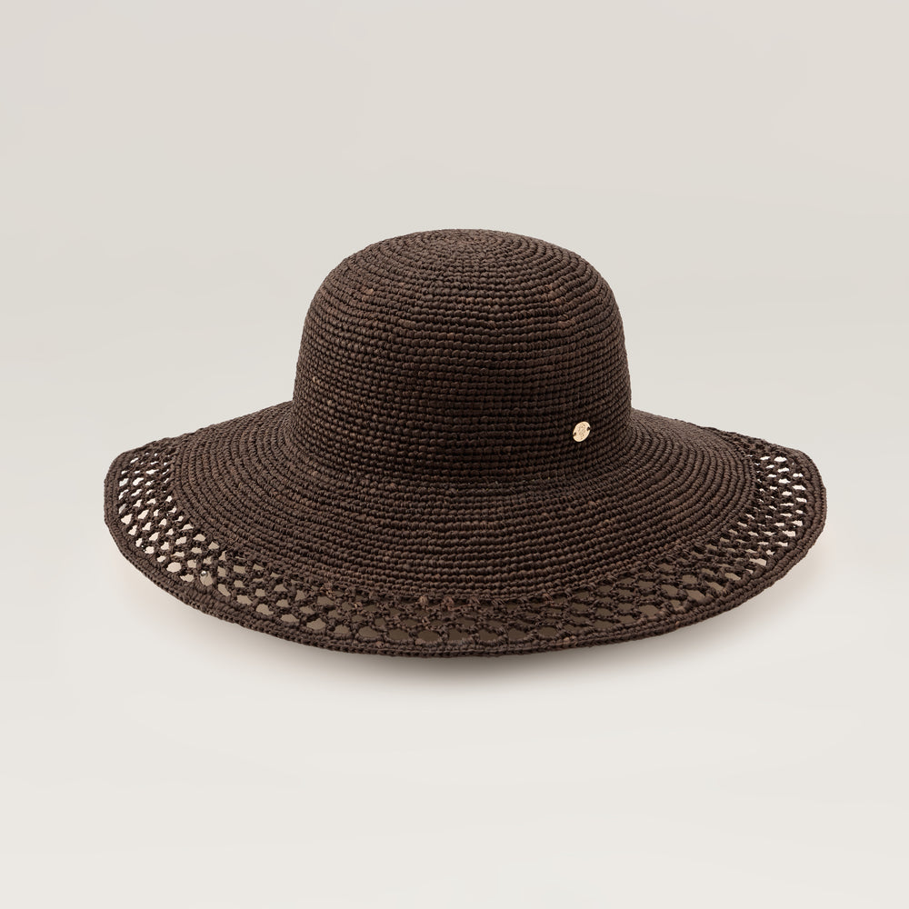 Buy Zuri Raffia Sun Hat - Chocolate - Helen Kaminski