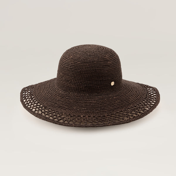 Buy Zuri Raffia Sun Hat - Chocolate - Helen Kaminski
