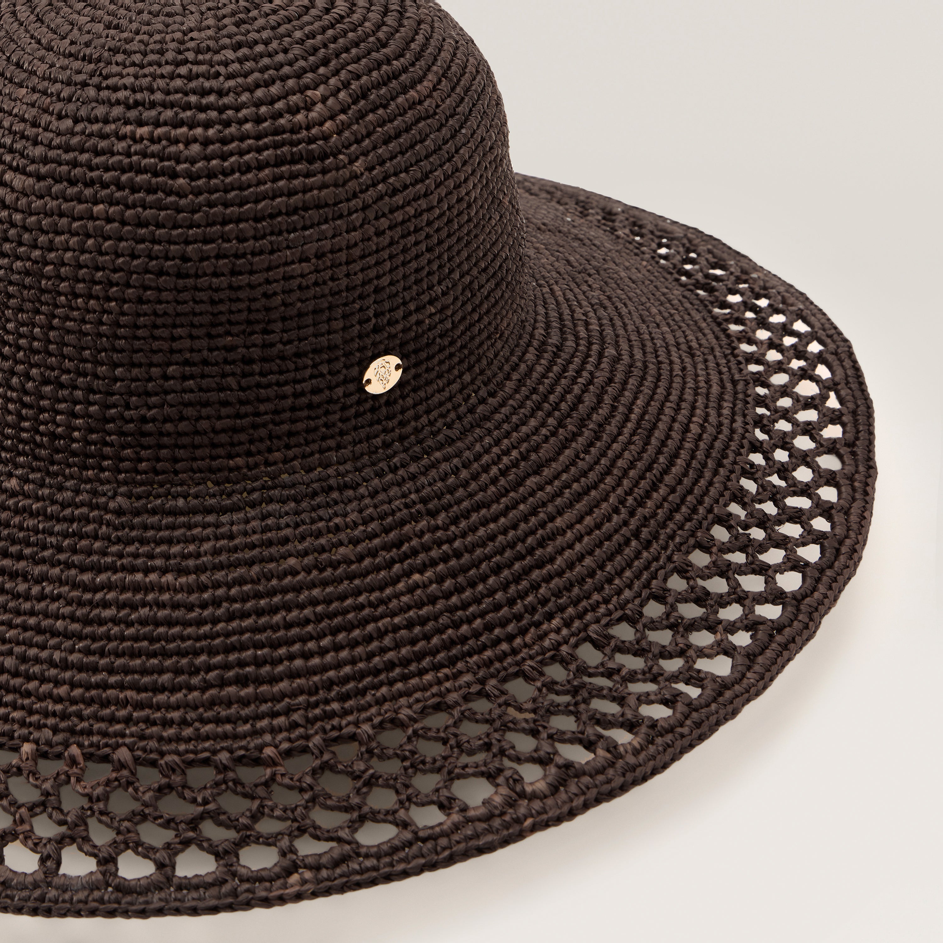 Buy Zuri Raffia Sun Hat - Chocolate - Helen Kaminski display picture 1