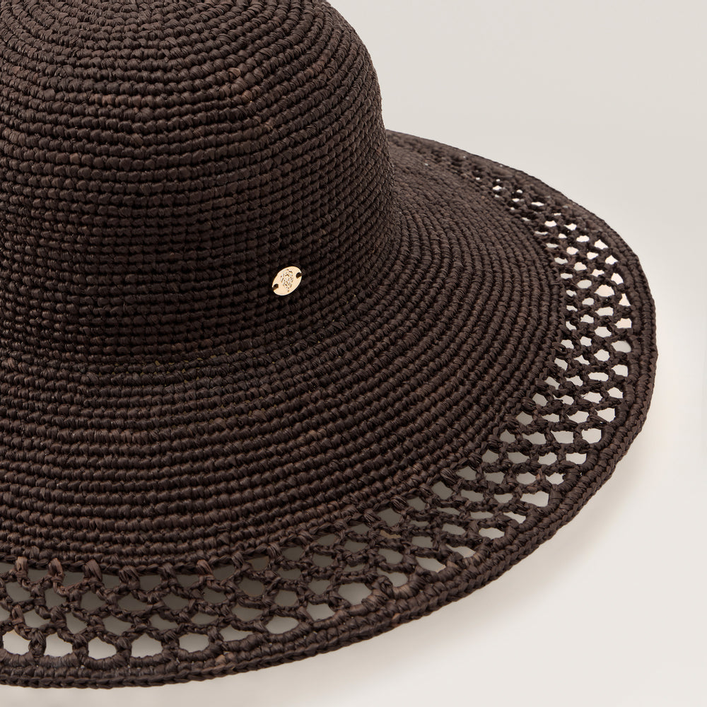 Buy Zuri Raffia Sun Hat - Chocolate - Helen Kaminski