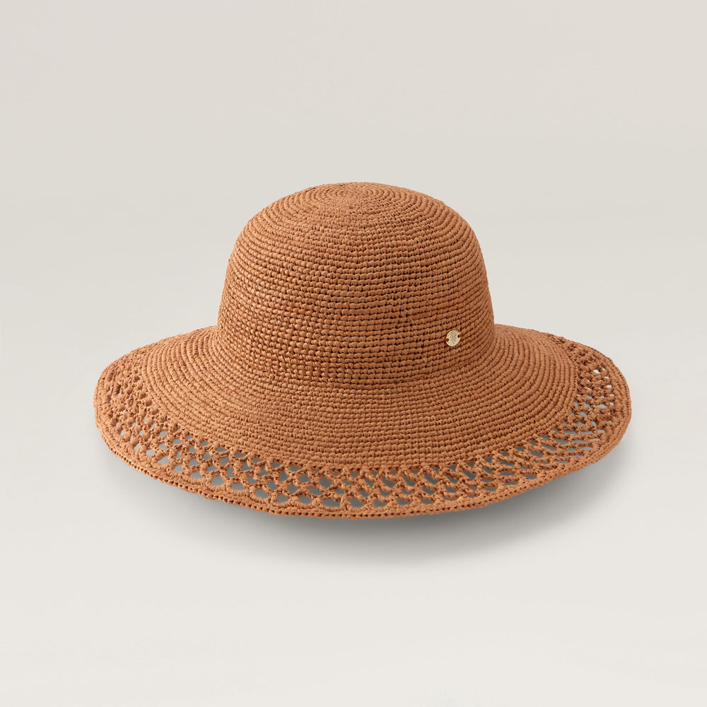 Zuri Raffia Sun Hat - Salmon - Round Crown | Helen Kaminski US