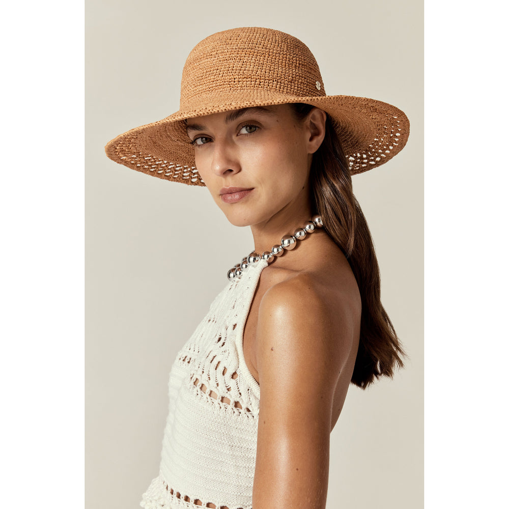 Zuri Raffia Sun Hat - Salmon - Round Crown | Helen Kaminski US
