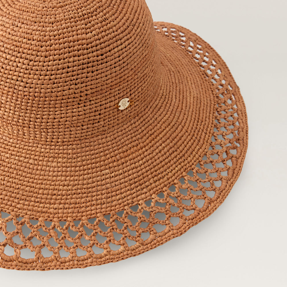 Zuri Raffia Sun Hat - Salmon - Round Crown | Helen Kaminski US