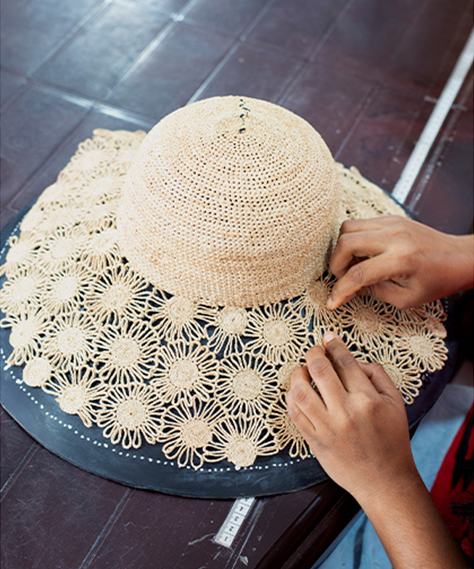 Raffia Lace Flower - Raffia Techniques - Helen Kaminski Raffia Lace Flower - Raffia Techniques - Helen Kaminski