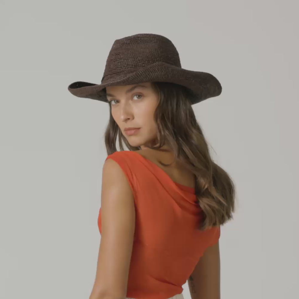 HELEN KAMINSKI☆ブラウン BELEN Belen Raffia Crochet Fedora Hat - Chocolate | Helen Kaminski US