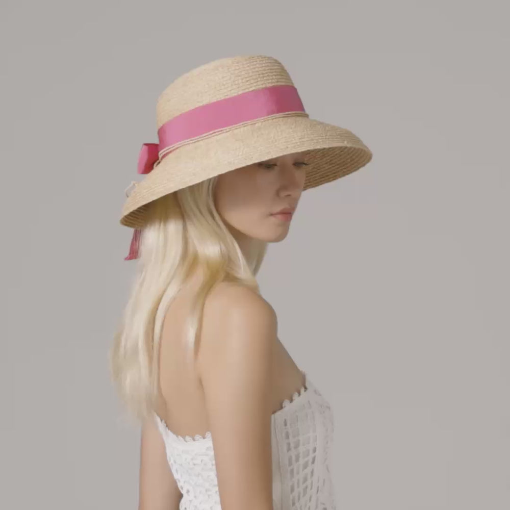 HELEN KAININGS ピンク 麦わら帽子 Newport Raffia Braid Hat - Natural/Bright Pink | Helen Kaminski US