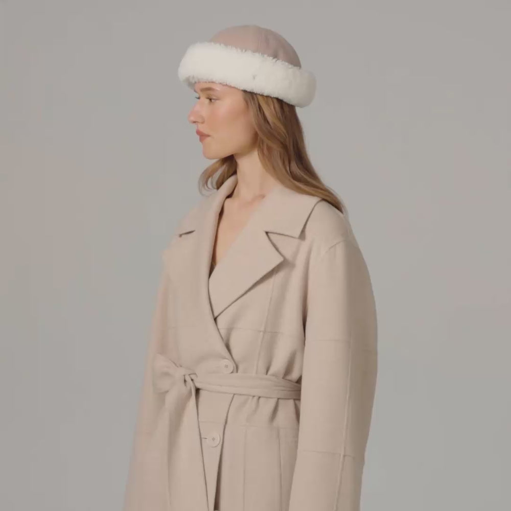 Buy Nika Shearling Beanie - Mushroom - Helen Kaminski