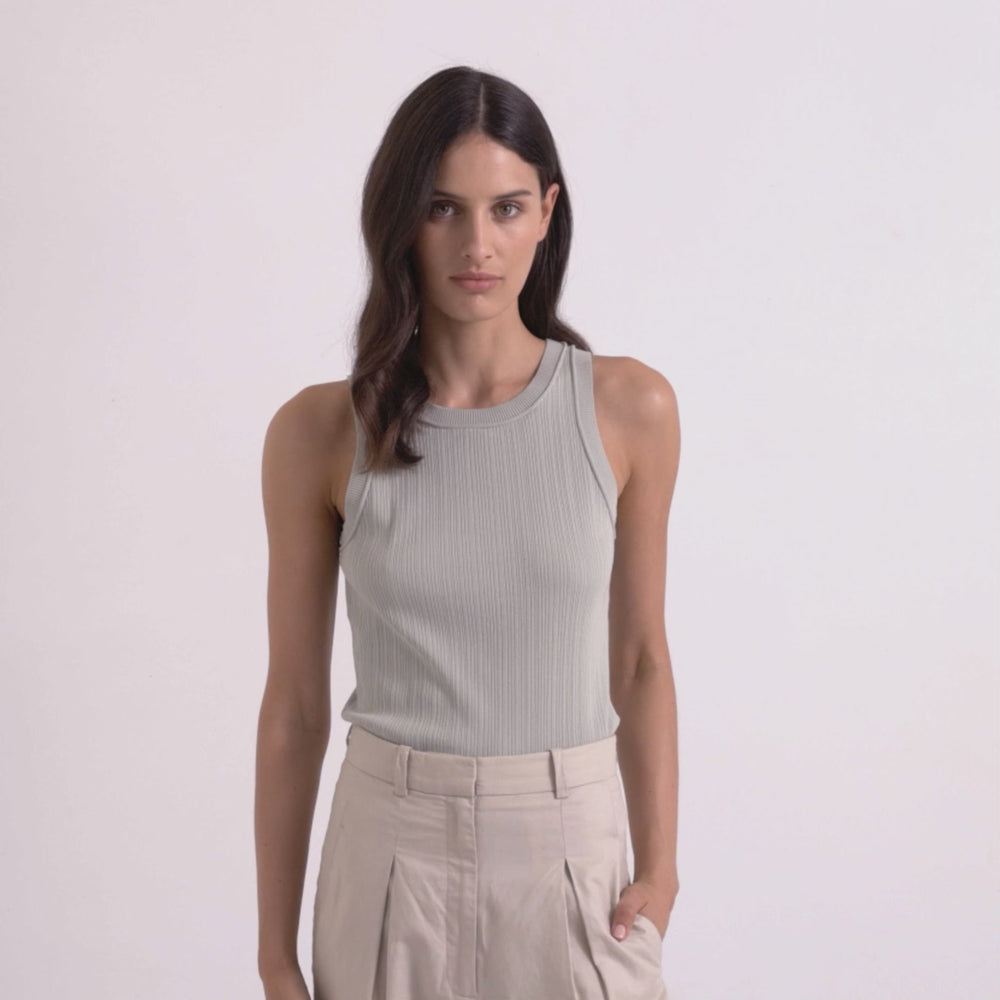 Evie Women's Slim Fit Knit Tank Top Sage - Helen Kaminski US