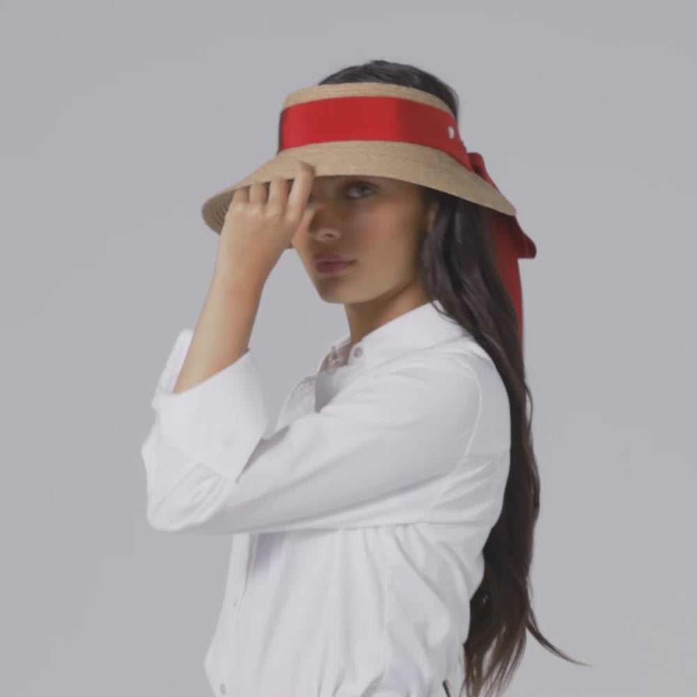 Sabina Raffia Visor Nougat/Tropical - Helen Kaminski US