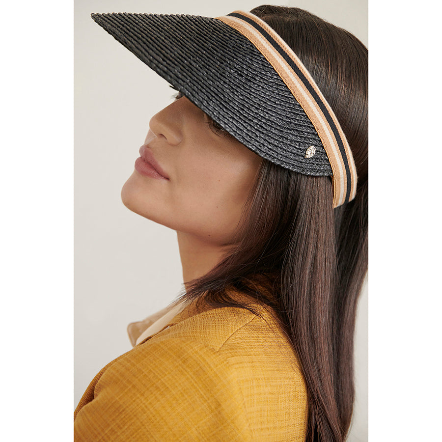 Slide on wide brim Visor with stripe band sun hat Nautical Stripe Roll Up Visor Hat - Boardwalk Style Hats  main image 2