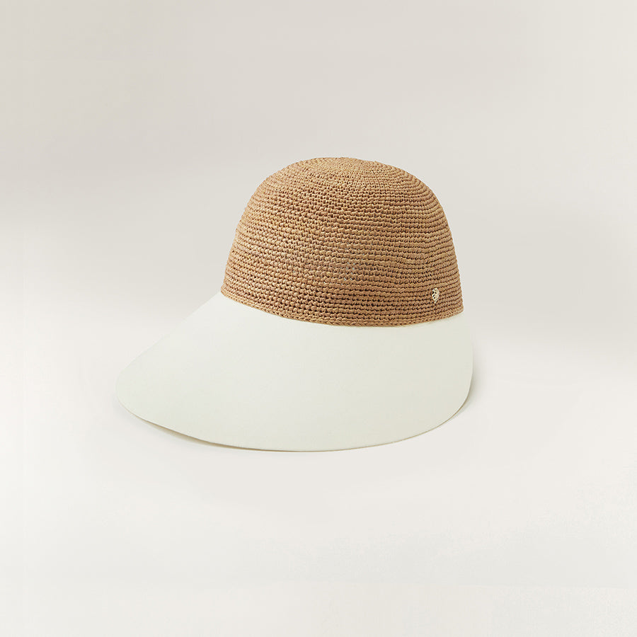 Shop the Blaise Wide Peak Cap in Nougat/Off White | Helen Kaminski