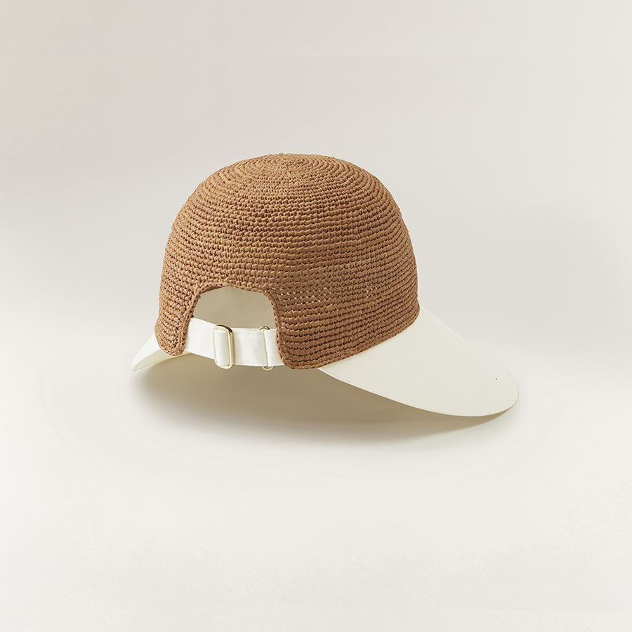 Shop the Blaise Wide Peak Cap in Nougat/Off White | Helen Kaminski