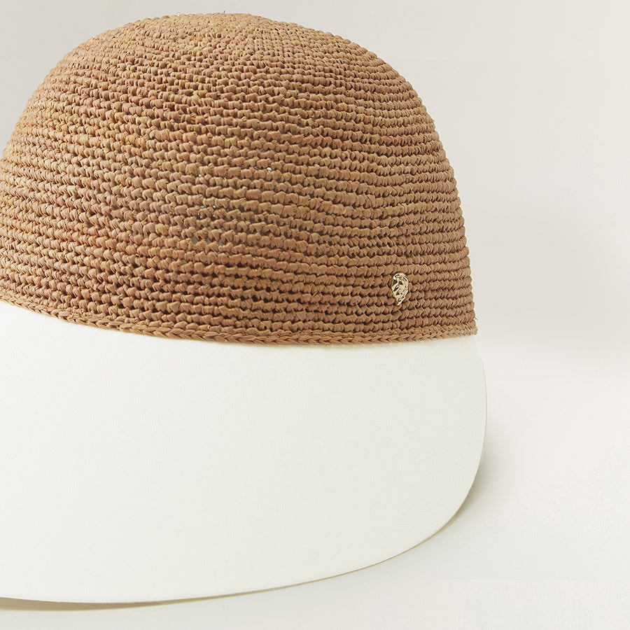 Shop the Blaise Wide Peak Cap in Nougat/Off White | Helen Kaminski