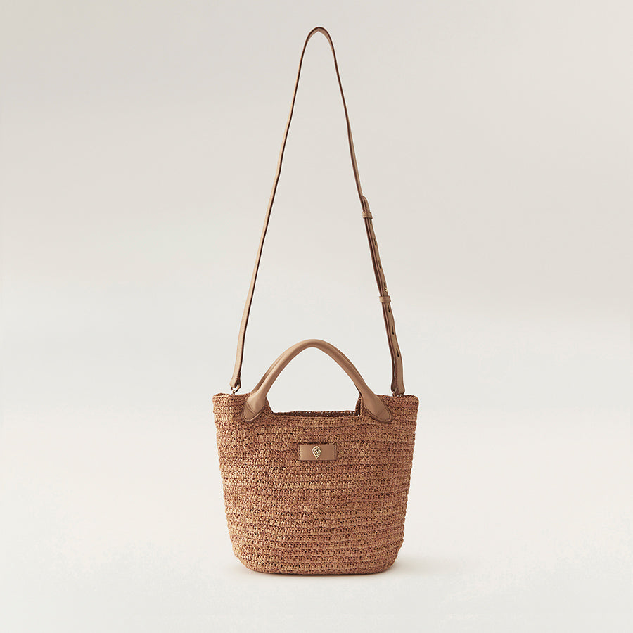 Cassia Mini Raffia Basket Bag Nougat Nut - Helen Kaminski US